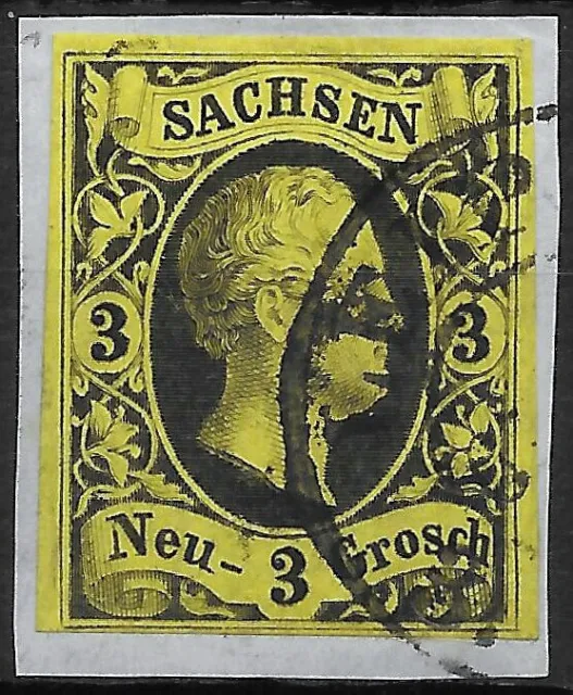 Sachsen 1851 . MiNr.6 . 3 Neugroschen . geprüft . gestempelt
