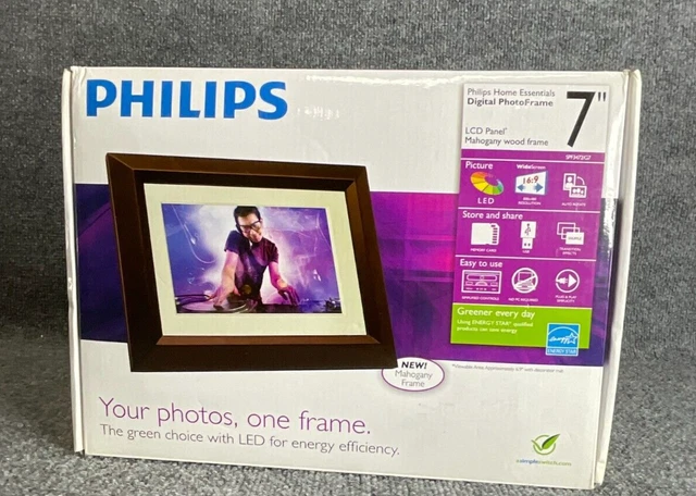 Philips SPF3472/G7 Brown USB Home Essentials LED 7” LCD Panel Digital Photoframe