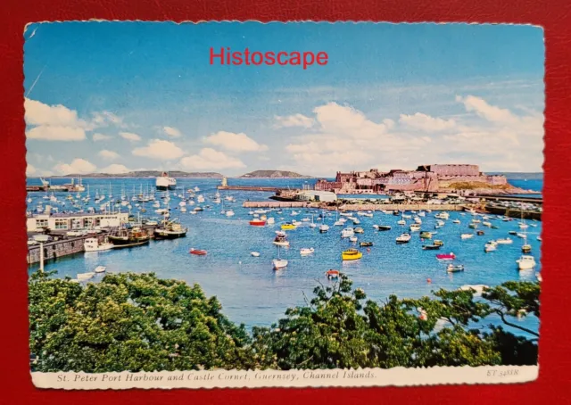 Postcard Used St Peter Port Harbour and Castle Cornet Guernsey Channel Islands 1