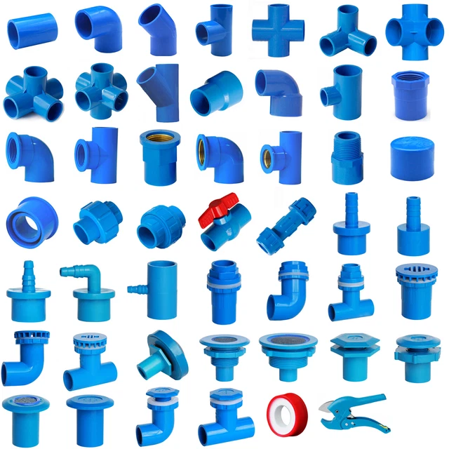 BLUE PVC 20MM ID Pressure Pipe Fittings Metric Solvent Weld Various