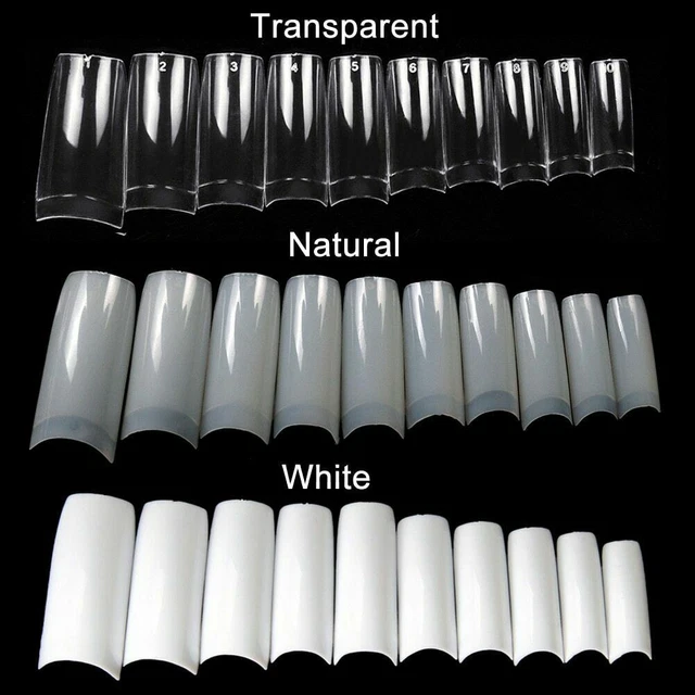 100X French Acrylic False Nail Tips Stiletto Almond Coffin Natural Clear UV Gel