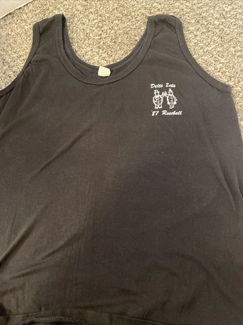 VTG 80s Delta Zeta DZ Tank Top Shirt Size Large 1987 Roseball