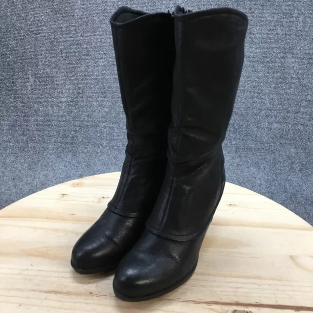 Bare Traps Boots Womens 7.5 M Areli Brush Mid Calf Riding Black Faux Leather 3