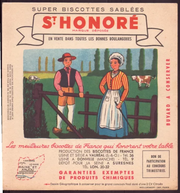 Buvard  Super biscottes sablées " St-Honoré " ( pliures, rousseurs )