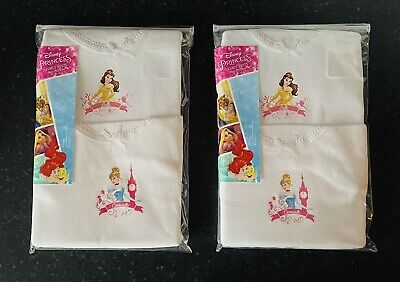 4 Pack Of Girls Disney Princess Belle & Cinderella vests Ages 1-2 to 7-8 Years