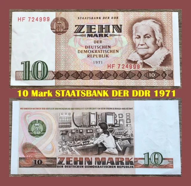 ➰🍄☘️ 10 DDR Mark Schein 1971  ➰ Banknote STAATSBANK DER DDR ➰ HF 724999 ☘️🍄➰