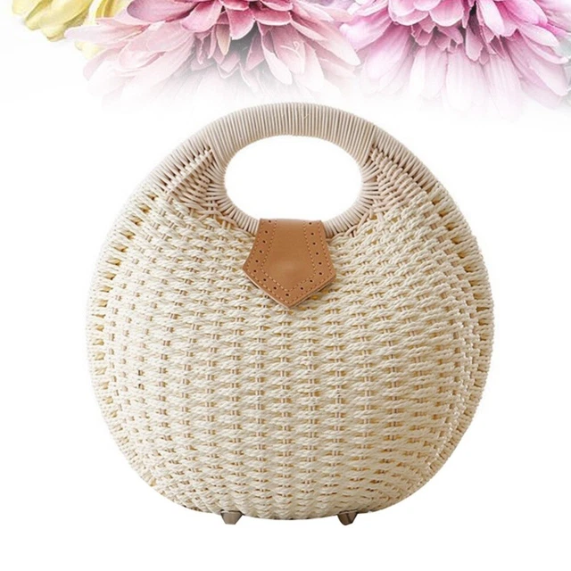 Handmade Wicker Woven Purse Handbag Straw Purses Women Handle 11