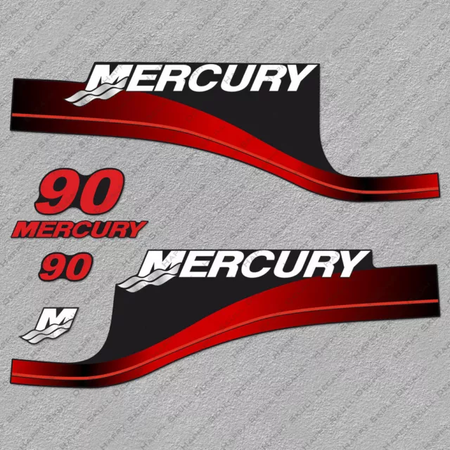 Mercury 90 hp Two Stroke outboard engine decals RED sticker set reproduction