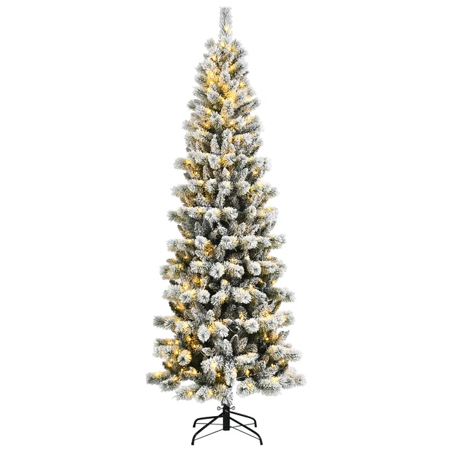 COSTWAY 8FT PRELIT Hinged Christmas Tree Snow Flocked w/ 9 Modes Lights EUR 164,92 PicClick FR
