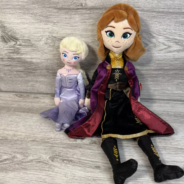 Disney Frozen Elsa 9" Disney Plush & Anna 16" Ty Plush Soft Doll Sisters Toy