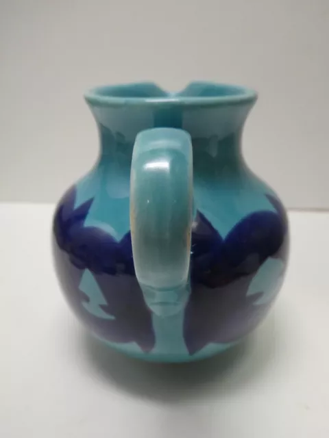Vintage German Mid Century Hand Painted Blue Pottery Jug 2