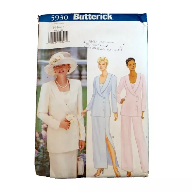 Butterick 5930 Giacca Gonna Top Pantaloni Madre Della Sposa Abito Sz 14-18 Uncut