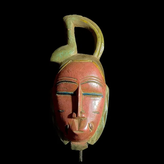 Hand Carved Wooden Tribal African Art Face Mask African Guro Baule-9207
