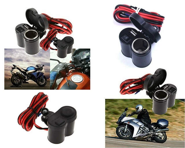 D72C Presa moto 2IN1 Caricatore accendisigari USB 5V1.5A Impermeabile