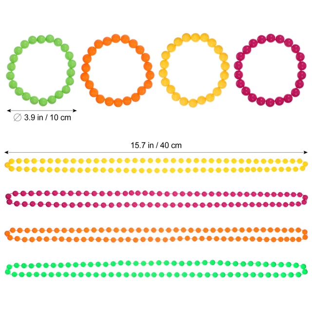 8 PCS Colliers de perles de néon et bracelets Chaînes perlées Party Habit-up 5