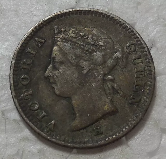 1890 H Hong Kong 5 Cents Silver Coin Queen Victoria