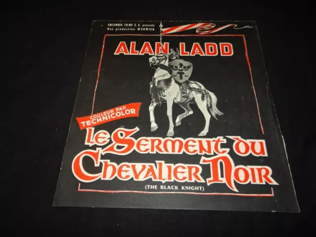 LE SERMENT DU CHEVALIER NOIR Alan Ladd scenario dossier presse cinema 1954