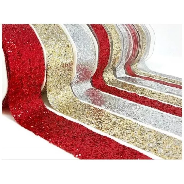 Sparkle Metallic Glitter Ribbon Widths 15mm 25mm 38mm