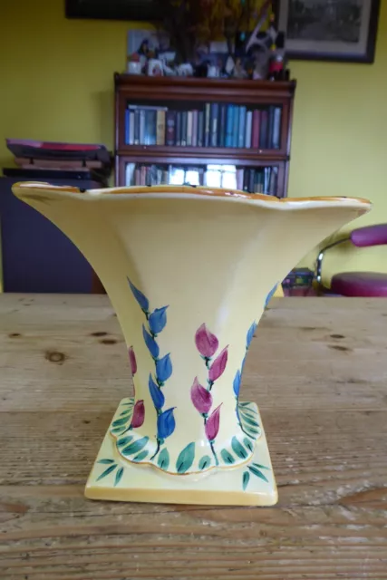 Vintage Crown Devon Fieldings Floral 6.5" Art Deco Vase Hand Painted 3