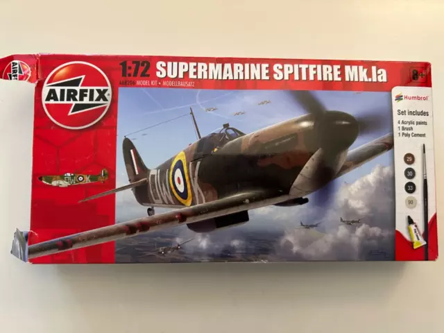 Airfix 1.72 Supermarine Spitfire Mk la Model Kit. Opened. Complete.