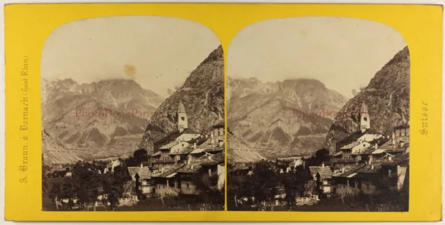 Italien Courmayeur c1865 Foto Adolphe Braun Stereo Vintage Albumin P70L4n