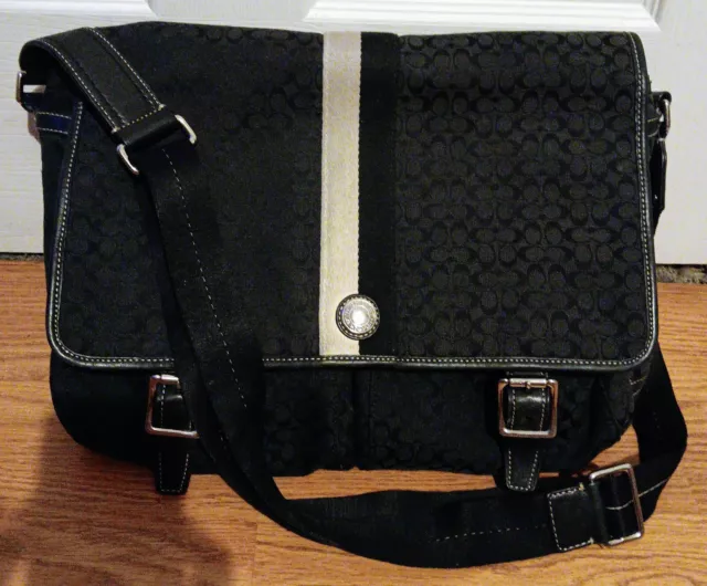 Buy COACH F70182 Voyager Stripe Black Signature Canvas Small Shoulder  Messenger Bag for USD 25.48 | GoodwillFinds