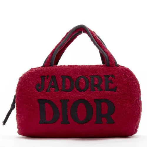 Christian Dior galliano Jadore red terry cotton towel duffel bag women's fashion