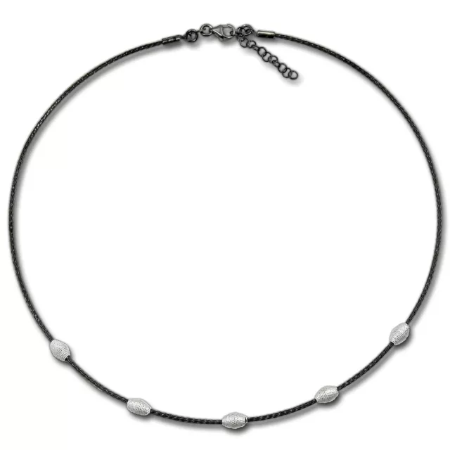 Silberdream Collier Argent Noir 44cm Chaîne Fantaisie Vrai 925 Argent SDK28242S