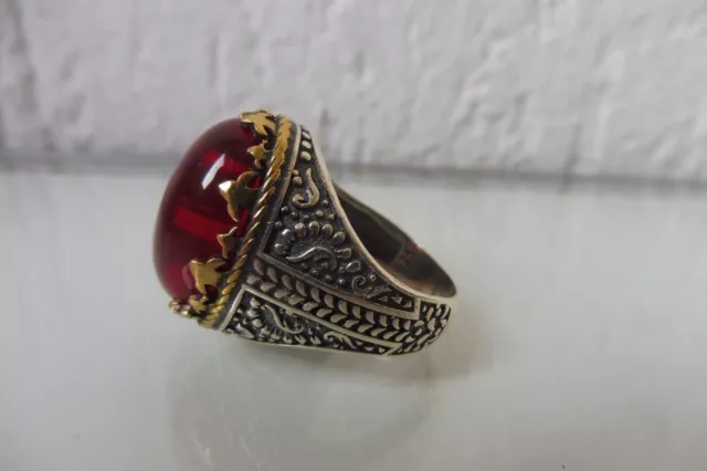 Bague Argent, Belle, Taille XXL Anneau, 925 Argent Avec Joli , Rouge Pierre