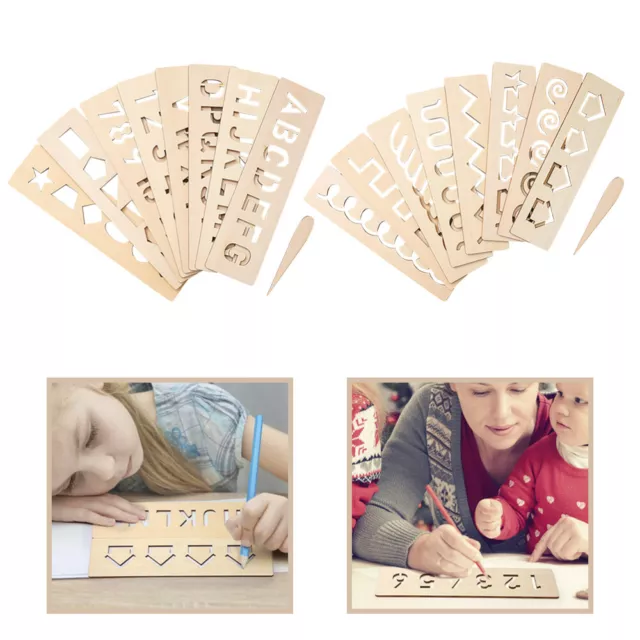 Montessori Wooden Alphabet Tracing Board - Learn ABC Writing - 16Pcs Set