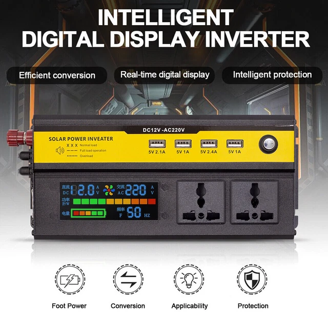 INVERTER AUTO DISPLAY LCD veicolo inverter intelligente 2 prese ...