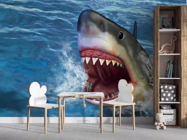 3D Blue Sea Animal Shark Wall Murals Wallpaper Murals Wall Sticker Wall 37