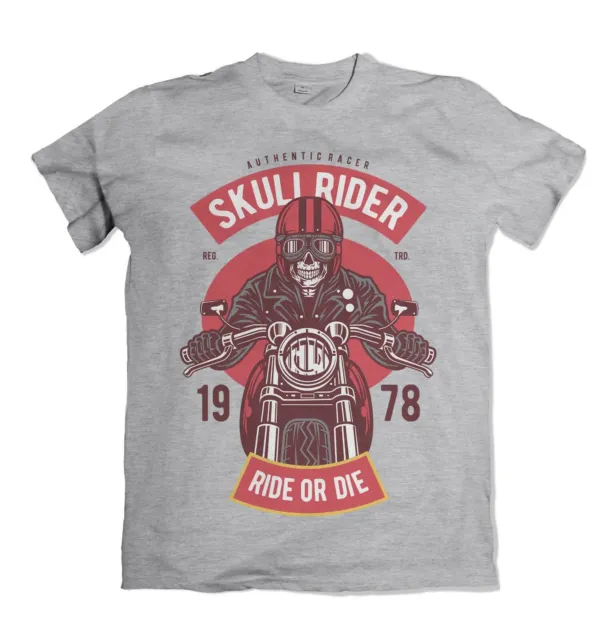 Skull Rider mens t shirt motorcycle biker garage mechanic S-3XL