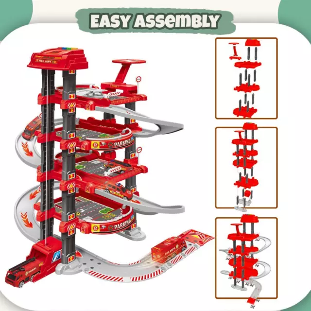 Kinder Multifunktional Auto Parkplatz 4 Etagen Elektrischer Feuerlift Indoor Spiele