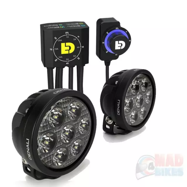 Denali D7 LED Spot Lights & DialDim Smart Controller Motorcycle Bundle Kit