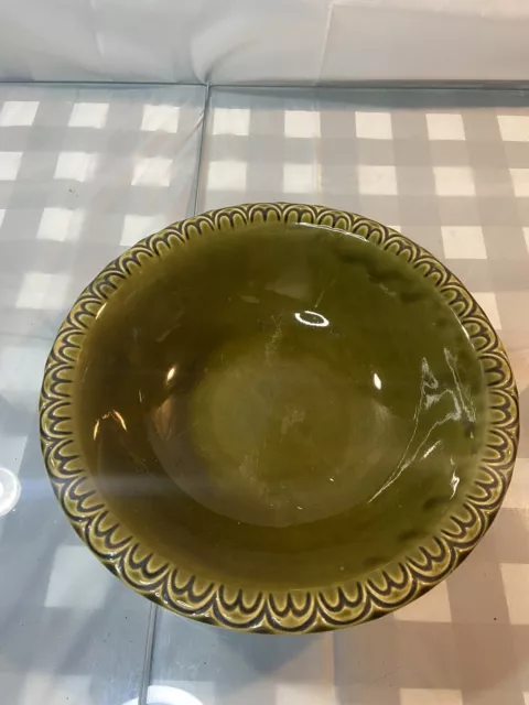 Vintage McCoy Pottery USA 7516 Large Mixing Bowl, Hand Painted Green, Stamped