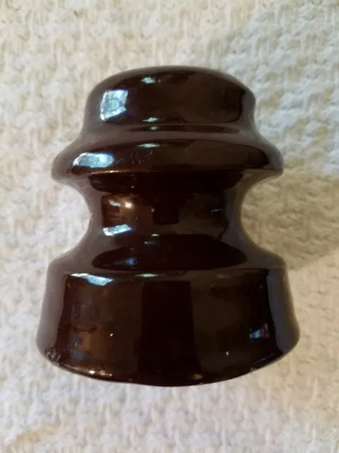 Vtg Brown Glaze Ceramic Telephone Electric Pole Wire Line Insulator Mark **JD**