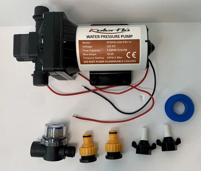 KOLERFLO 12V DC Fresh Water Pump,5.0 GPM 55 PSI Water Pressure Diaphragm Pump OJ