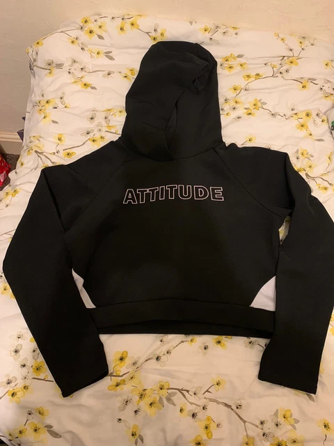 Felpa con cappuccio nera tagliata Primark Attitude età 12/13 anni
