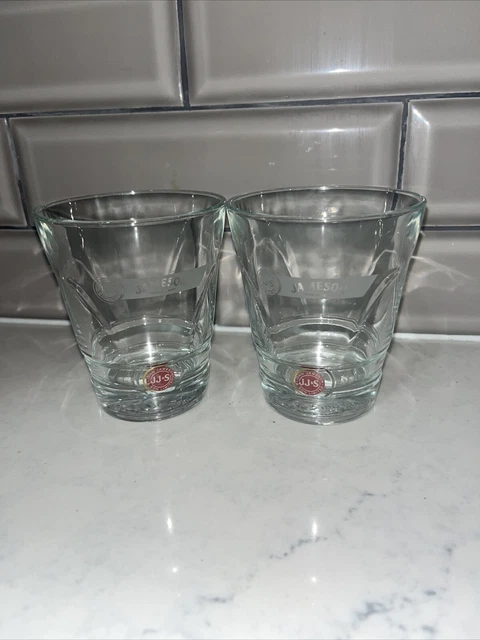Vintage Set of 2 Jameson Irish Whiskey Lowball Glasses  8 oz