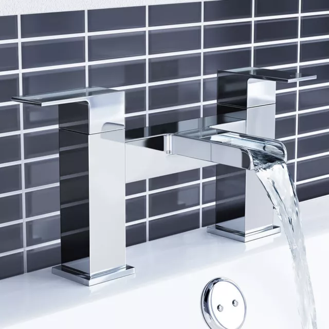 Waterfall Designer Bathroom Taps Basin Bath Mixer Filler Shower Tap Set Chrome