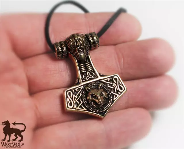 Bronze Viking Thor's Hammer Mjolnir Pendant -- Norse/Medieval/Skyrim/Jewelry 2