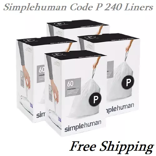 Revestimientos de ajuste personalizado simplehuman Code P, bolsas de basura, 50-60 litros / 13-16 galones, 240