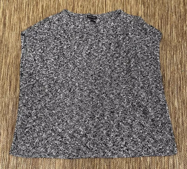 Eileen Fisher Womens Size S Organic Cotton Linen Black White Sweater