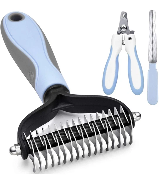 Grooming Brush Kit for Dog Cat Deshedding Tool Rake Comb Fur Remover Reduce Hair