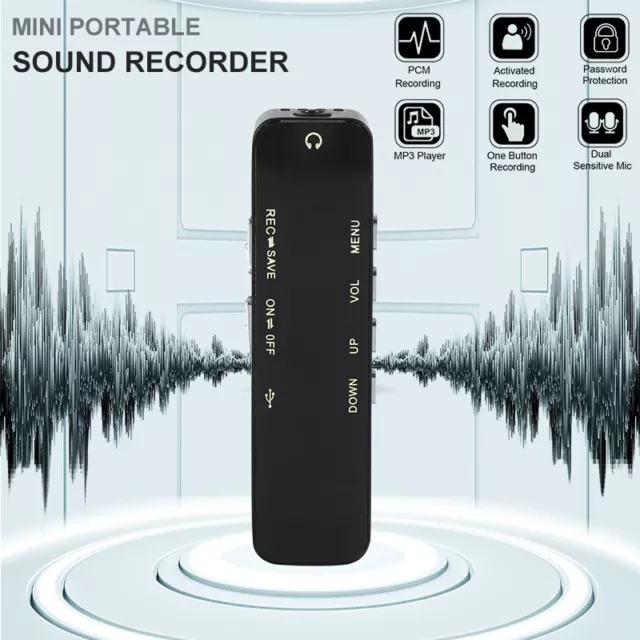 32GB Mini Digital Recorder Voice Sound Audio Dictaphone MP3 Player Rechargeable 3