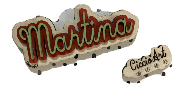 Calamita in legno personalizzato Con Nome a 3 Strati Idea regalo gadget dedica