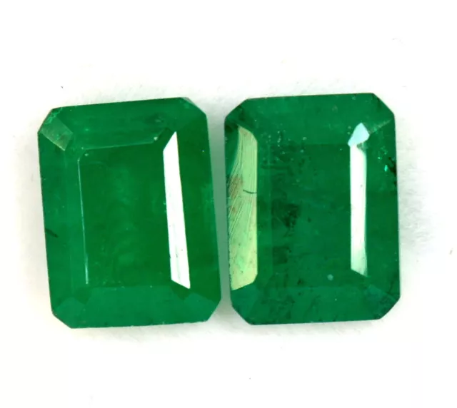 3.88 Cts Emerald Doublet Octagon Cut Pair 8x6 mm Dark Green Loose Gemstones