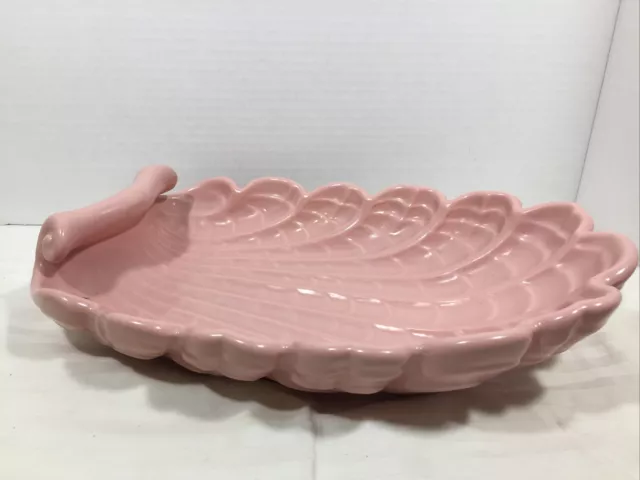 Vintage Abingdon Usa Pottery Shell Shaped Console Dish Bowl Pink Dusty Rose