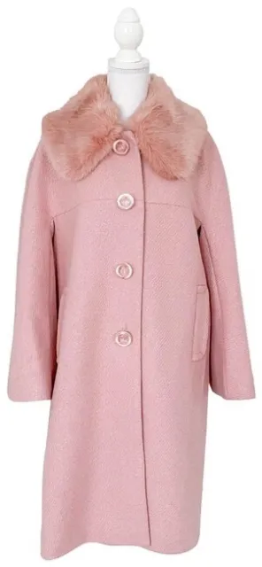 $559 Kate Spade New York Womens 12 Jacket Pink METALLIC TWILL Wool Trench Coat